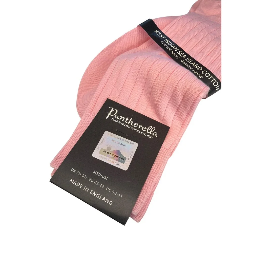 Y2K Pantherella Pembrey Ribbed Socks Luxury Sea Island Cotton Preppy Dandy Pink